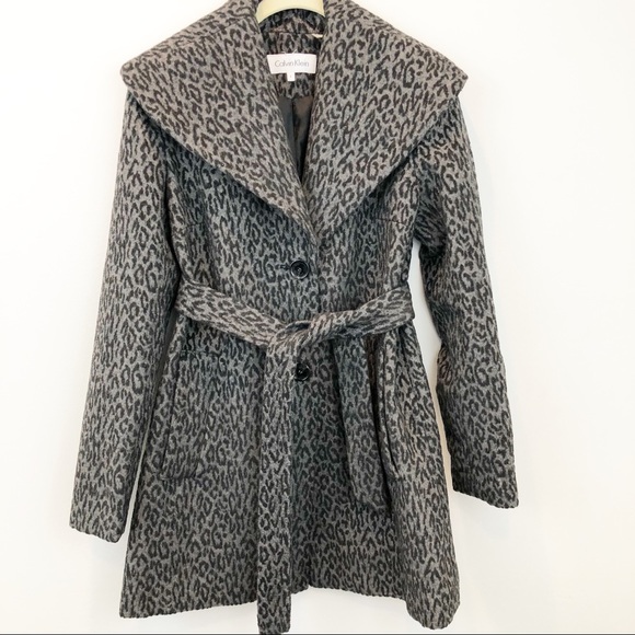 calvin klein leopard coat